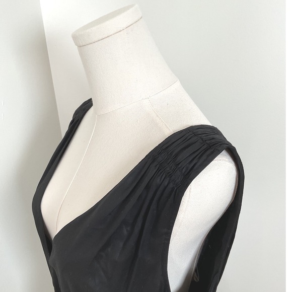 Rebecca Taylor Smocked Dress Black Sleeveless V-Neck Pockets MSRP $345 NWT - Picture 6 of 15